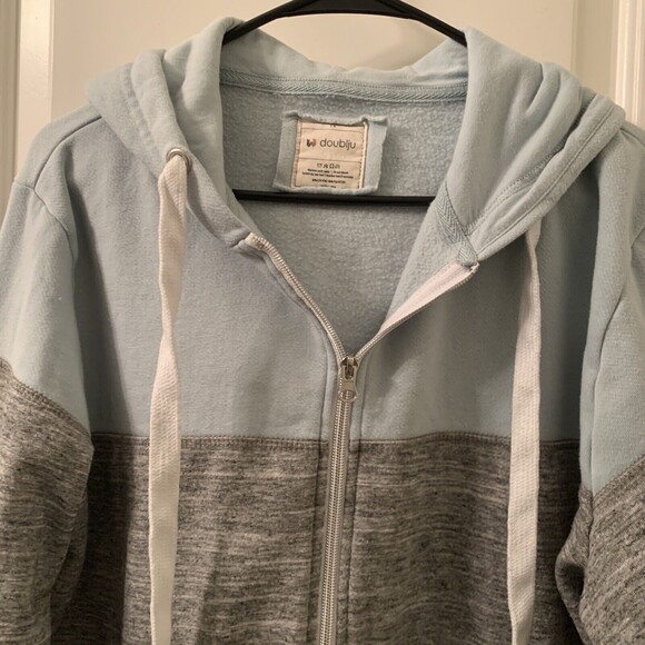 Doublju Women's Plus Size 1X Striped Zip Up Hoodie Sweatshirt Multicolor - Picture 2 of 10